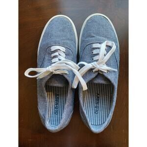 Old Navy Men's 9 Canvas Lace Up Boat Deck Shoes Blue Gray Chambray Woven Denim